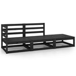 ZNTS 3 Piece Garden Lounge Set Black Solid Wood Pine 805704