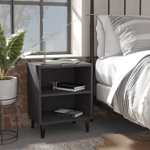 ZNTS Bed Cabinets with Metal Legs 2 pcs Grey 40x30x50 cm 805802
