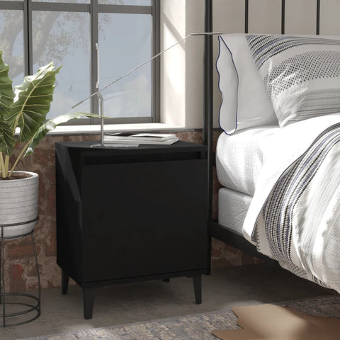 ZNTS Bed Cabinet with Metal Legs Black 40x30x50 cm 805835