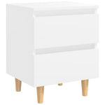 ZNTS Bed Cabinet with Solid Pinewood Legs White 40x35x50 cm 805851