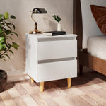 ZNTS Bed Cabinet with Solid Pinewood Legs White 40x35x50 cm 805851
