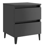 ZNTS Bed Cabinet High Gloss Grey 40x35x50 cm Engineered Wood 805885