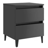 ZNTS Bed Cabinet High Gloss Grey 40x35x50 cm Engineered Wood 805885