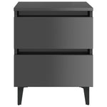 ZNTS Bed Cabinet High Gloss Grey 40x35x50 cm Engineered Wood 805885