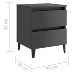 ZNTS Bed Cabinet High Gloss Grey 40x35x50 cm Engineered Wood 805885