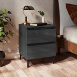 ZNTS Bed Cabinet High Gloss Grey 40x35x50 cm Engineered Wood 805885