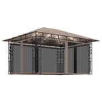 ZNTS Gazebo with Mosquito Net&LED String Lights 4x3x2.73 m Taupe 3070319