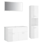ZNTS Bathroom Furniture Set High Gloss White Engineered Wood 3071150