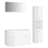 ZNTS Bathroom Furniture Set High Gloss White Engineered Wood 3071150