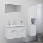 ZNTS Bathroom Furniture Set High Gloss White Engineered Wood 3071150