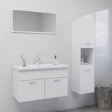 ZNTS Bathroom Furniture Set High Gloss White Engineered Wood 3071150