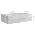 ZNTS Wall Drawer Shelves 2 pcs Concrete Grey 40x23.5x10cm MDF 330252