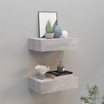 ZNTS Wall Drawer Shelves 2 pcs Concrete Grey 40x23.5x10cm MDF 330252