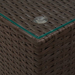 ZNTS Side Tables 3 pcs with Glass Top Brown Poly Rattan 316380