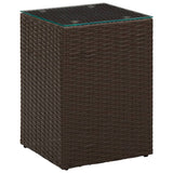 ZNTS Side Tables 3 pcs with Glass Top Brown Poly Rattan 316380