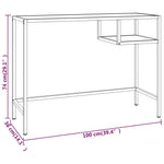 ZNTS Computer Desk Black Marble 100x36x74 cm Tempered Glass 331623