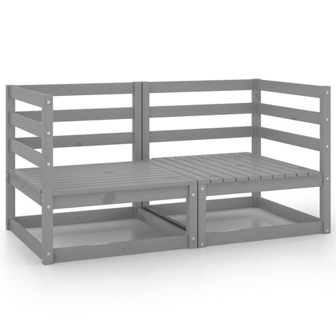 ZNTS Garden 2-Seater Sofa Grey Solid Pinewood 3075246