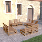 ZNTS 8 Piece Garden Lounge Set Honey Brown Solid Pinewood 3075272