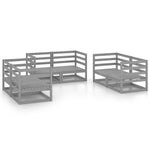 ZNTS 6 Piece Garden Lounge Set Grey Solid Pinewood 3075441