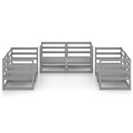 ZNTS 6 Piece Garden Lounge Set Grey Solid Pinewood 3075441