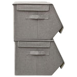 ZNTS Stackable Storage Boxes with Lid Set of 4 pcs Fabric Grey 332897