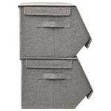 ZNTS Stackable Storage Boxes with Lid Set of 4 pcs Fabric Grey 332897