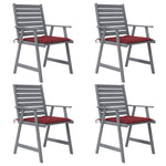 ZNTS Outdoor Dining Chairs with Cushions 4 pcs Solid Wood Acacia 3078413