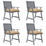 ZNTS Outdoor Dining Chairs with Cushions 4 pcs Solid Wood Acacia 3078422