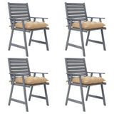 ZNTS Outdoor Dining Chairs with Cushions 4 pcs Solid Wood Acacia 3078422