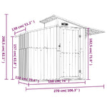 ZNTS Garden Shed Grey 270x130x208.5 cm Galvanised Steel 316243