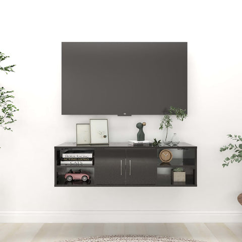 ZNTS Wall Shelf High Gloss Black 102x30x29 cm Engineered Wood 806263