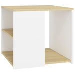 ZNTS Side Table Sonoma Oak and White 50x50x45 cm Engineered Wood 806387