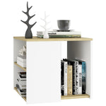 ZNTS Side Table Sonoma Oak and White 50x50x45 cm Engineered Wood 806387