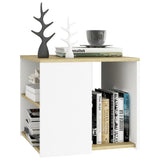 ZNTS Side Table Sonoma Oak and White 50x50x45 cm Engineered Wood 806387