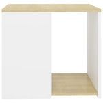 ZNTS Side Table Sonoma Oak and White 50x50x45 cm Engineered Wood 806387