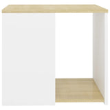 ZNTS Side Table Sonoma Oak and White 50x50x45 cm Engineered Wood 806387