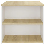 ZNTS Side Table Sonoma Oak and White 50x50x45 cm Engineered Wood 806387
