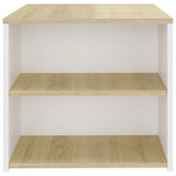 ZNTS Side Table Sonoma Oak and White 50x50x45 cm Engineered Wood 806387
