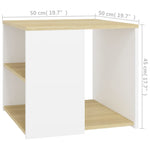 ZNTS Side Table Sonoma Oak and White 50x50x45 cm Engineered Wood 806387