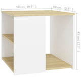 ZNTS Side Table Sonoma Oak and White 50x50x45 cm Engineered Wood 806387