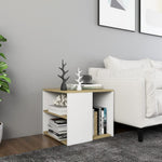 ZNTS Side Table Sonoma Oak and White 50x50x45 cm Engineered Wood 806387