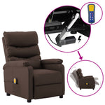 ZNTS Wing Back Electric Massage Reclining Chair Brown Faux Leather 3074420