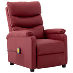 ZNTS Wing Back Electric Massage Reclining Chair Wine Red Faux Leather 3074422