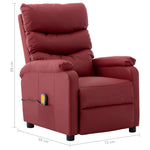 ZNTS Wing Back Electric Massage Reclining Chair Wine Red Faux Leather 3074422