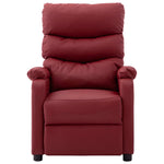 ZNTS Wing Back Electric Massage Reclining Chair Wine Red Faux Leather 3074422