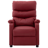 ZNTS Wing Back Electric Massage Reclining Chair Wine Red Faux Leather 3074422