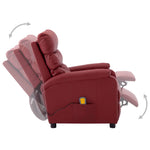 ZNTS Wing Back Electric Massage Reclining Chair Wine Red Faux Leather 3074422