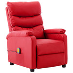 ZNTS Wing Back Electric Massage Reclining Chair Red Faux Leather 3074423