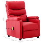 ZNTS Wing Back Electric Massage Reclining Chair Red Faux Leather 3074423
