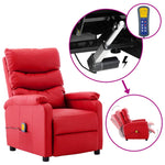 ZNTS Wing Back Electric Massage Reclining Chair Red Faux Leather 3074423